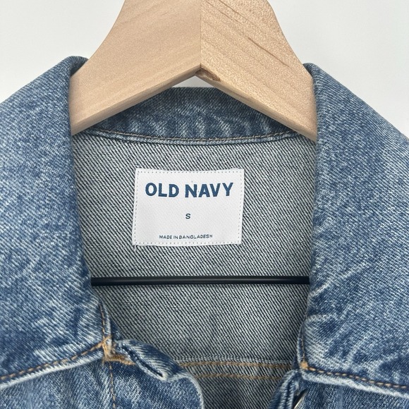 Old Navy Women's S- Denim Jacket Blue Medium Wash Lightly Distressed 100% Cotton - Picture 5 of 9
